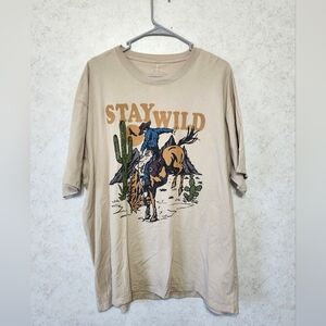 Stay Wild Graphic T-Shirt Short Sleeve Western Cowboy Horse Desert Rodeo Unisex